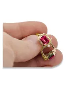 14k geltonas auksas 585 Ruby auskarai vec020y-rb Rusų Tarybinis TSRS Vintažinis stilius Art Deco style Rusiškas sovietinis SSRS 