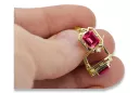 14K жълто злато 585 Ruby Обеци vec020y-rb Руски Съветски СССР Винтидж бижута Ар-деко style Art Deco