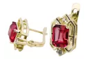 14k geltonas auksas 585 Ruby auskarai vec020y-rb Rusų Tarybinis TSRS Vintažinis stilius Art Deco style Rusiškas sovietinis SSRS 