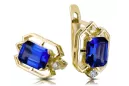 14k žlté zlato 585 Sapphire náušnice vec020y-sp Russian Soviet USSR Vintage Art Deco style