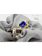 Yellow 14k gold 585 Sapphire earrings vec020y-sp Russian Soviet USSR Vintage craft Art Deco style