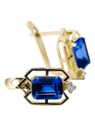 14k žluté zlato 585 Sapphire náušnice vec020y-sp Russian Soviet USSR Vintage style Art Deco style