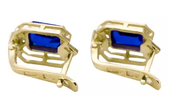 Aur galben 14K 585 Sapphire cercei vec020y-sp Rusesc Sovietic URSS Vintage Art Deco style