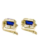 14k žlté zlato 585 Sapphire náušnice vec020y-sp Russian Soviet USSR Vintage Art Deco style