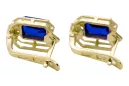 14k žlté zlato 585 Sapphire náušnice vec020y-sp Russian Soviet USSR Vintage Art Deco style