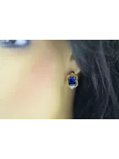 Or jaune 14 carats 585 Sapphire des boucles d'oreilles vec020y-sp Russe Soviétique URSS Bijoux vintage Art Deco style