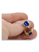 14k žlté zlato 585 Sapphire náušnice vec020y-sp Russian Soviet USSR Vintage Art Deco style