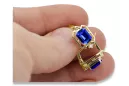 Aur galben 14K 585 Sapphire cercei vec020y-sp Rusesc Sovietic URSS Vintage Art Deco style