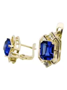 14k žluté zlato 585 Sapphire náušnice vec020y-sp Russian Soviet USSR Vintage style Art Deco style