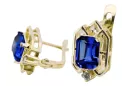 Yellow 14k gold 585 Sapphire earrings vec020y-sp Russian Soviet USSR Vintage craft Art Deco style