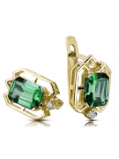 14К жовте золото 585 Emerald Сережки vec020y-em Російський Радянський СРСР Вінтаж Ар-деко style Art Deco