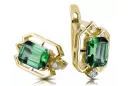Yellow 14k gold 585 Emerald earrings vec020y-em Russian Soviet USSR Vintage Jewelry Art Deco style