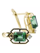 14k κίτρινο χρυσό 585 Emerald Σκουλαρίκια vec020y-em Russian Soviet USSR Vintage craft Art Deco style