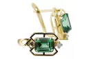 14K жълто злато 585 Emerald Обеци vec020y-em Руски Съветски СССР Винтидж Ар-деко style Art Deco
