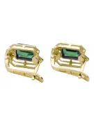 Yellow 14k gold 585 Emerald earrings vec020y-em Russian Soviet USSR Vintage Jewelry Art Deco style