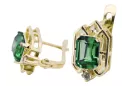 Aur galben 14K 585 Emerald cercei vec020y-em Rusesc Sovietic URSS Vintage Art Deco style