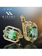14k žluté zlato 585 Emerald náušnice vec020y-em Russian Soviet USSR Vintage Jewlery Art Deco style