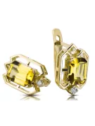 14k geltonas auksas 585 Yellow Peridot auskarai vec020y-yp Rusų Tarybinis TSRS Vintažinis stilius Art Deco style Rusiškas soviet