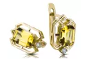 14k κίτρινο χρυσό 585 Yellow Peridot Σκουλαρίκια vec020y-yp Russian Soviet USSR Vintage Art Deco style