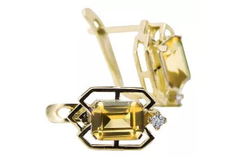 Aur galben 14K 585 Yellow Peridot cercei vec020y-yp Rusesc Sovietic URSS Vintage Craft Art Deco style