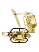 14K жълто злато 585 Yellow Peridot Обеци vec020y-yp Руски Съветски СССР Винтидж стил Ар-деко style Art Deco
