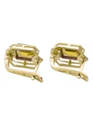 Or jaune 14 carats 585 Yellow Peridot des boucles d'oreilles vec020y-yp Russe Soviétique URSS Bijoux vintage Art Deco style