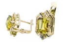 Yellow 14k gold 585 Yellow Peridot earrings vec020y-yp Russian Soviet USSR Vintage craft Art Deco style