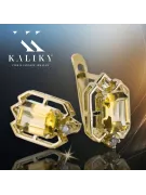 14k κίτρινο χρυσό 585 Yellow Peridot Σκουλαρίκια vec020y-yp Russian Soviet USSR Vintage Art Deco style