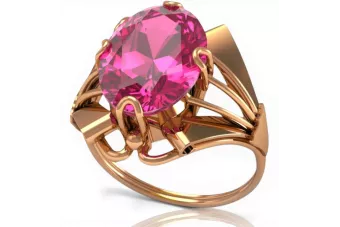 Kroužek z růžové červené zlato 14k 585 s ametystem Vrc015 vinobraní