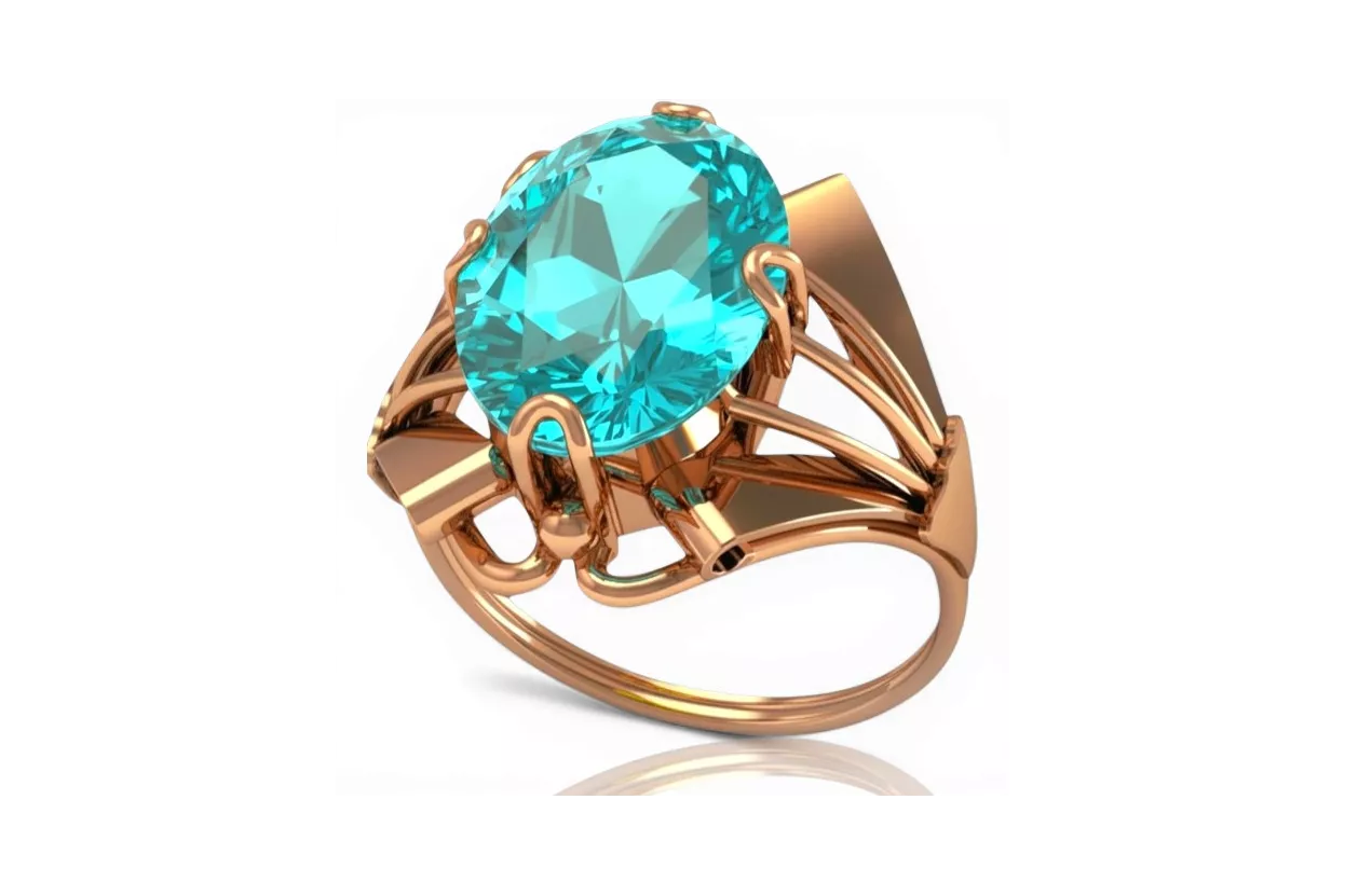 Russian Soviet rose 14k 585 gold Alexandrite Ruby Emerald Sapphire Zircon ring  vrc014