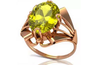 Pierścionek z różowego czerwonego złota 14k 585 z Peridotem vrc015 Vintage
