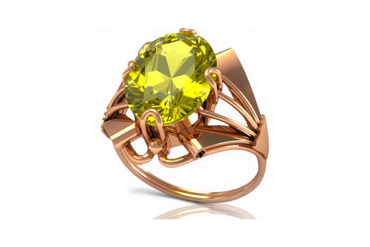 Rožinis raudonas 14k 585 aukso žiedas su Peridotu vrc015 Vintage
