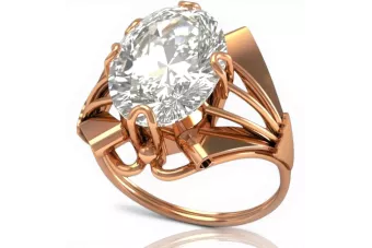 14k 585 Rose Red Gold Ring mit Zirkonia vrc015 Vintage