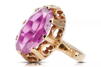 Ring z ružového červeného zlata 14k 585 s amethystem VRC134 Vintage