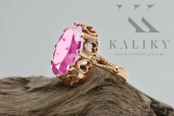 Pierścionek z różowego czerwonego złota 14k 585 z Ametystem vrc134r Vintage