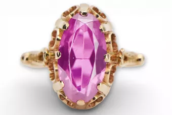 Ruso soviético rosa 14k 585 oro Alejandrita Rubí Esmeralda Zafiro Circón anillo vrc014