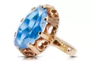 Kroužek z růžové červené zlato 14k 585 s Aquamarine VRC134 vintage