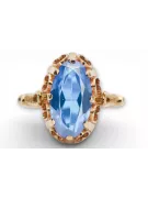 Ring z ružového červeného zlata 14k 585 s Aquamarine VRC134 Vintage