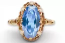 Kroužek z růžové červené zlato 14k 585 s Aquamarine VRC134 vintage