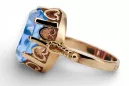 Kroužek z růžové červené zlato 14k 585 s Aquamarine VRC134 vintage