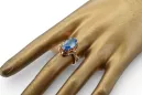 Ring z ružového červeného zlata 14k 585 s Aquamarine VRC134 Vintage
