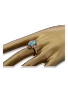 Kroužek z růžové červené zlato 14k 585 s Aquamarine VRC134 vintage