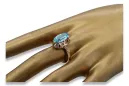 Kroužek z růžové červené zlato 14k 585 s Aquamarine VRC134 vintage