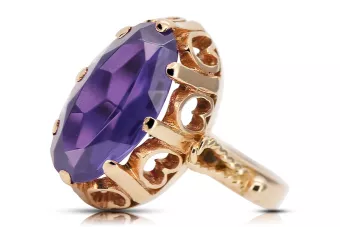 Rusia soviética Rose 14k 585 Oro Alexandrite Ruby Emerald Sapphire Zircon Anillo VRC014