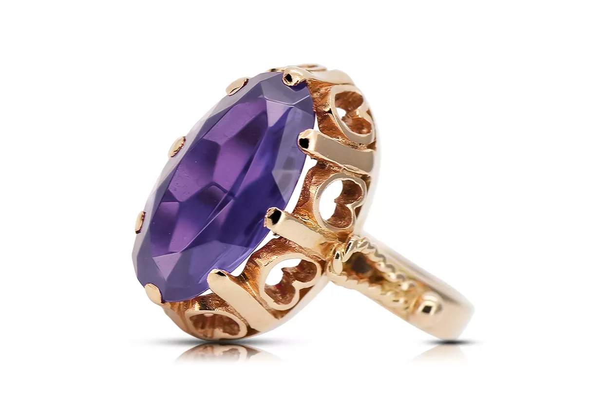 Russische Sowjetrose 14k 585 Gold Alexandrite Rubin Smaragd Saphir Zirkon Ring VRC014