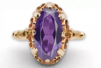 Rusia soviética Rose 14k 585 Oro Alexandrite Ruby Emerald Sapphire Zircon Anillo VRC014