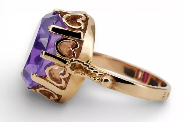 Ruská sovietska ruža 14k 585 zlata Alexandrita Ruby Emerald Sapphire Zircon Ring VRC014