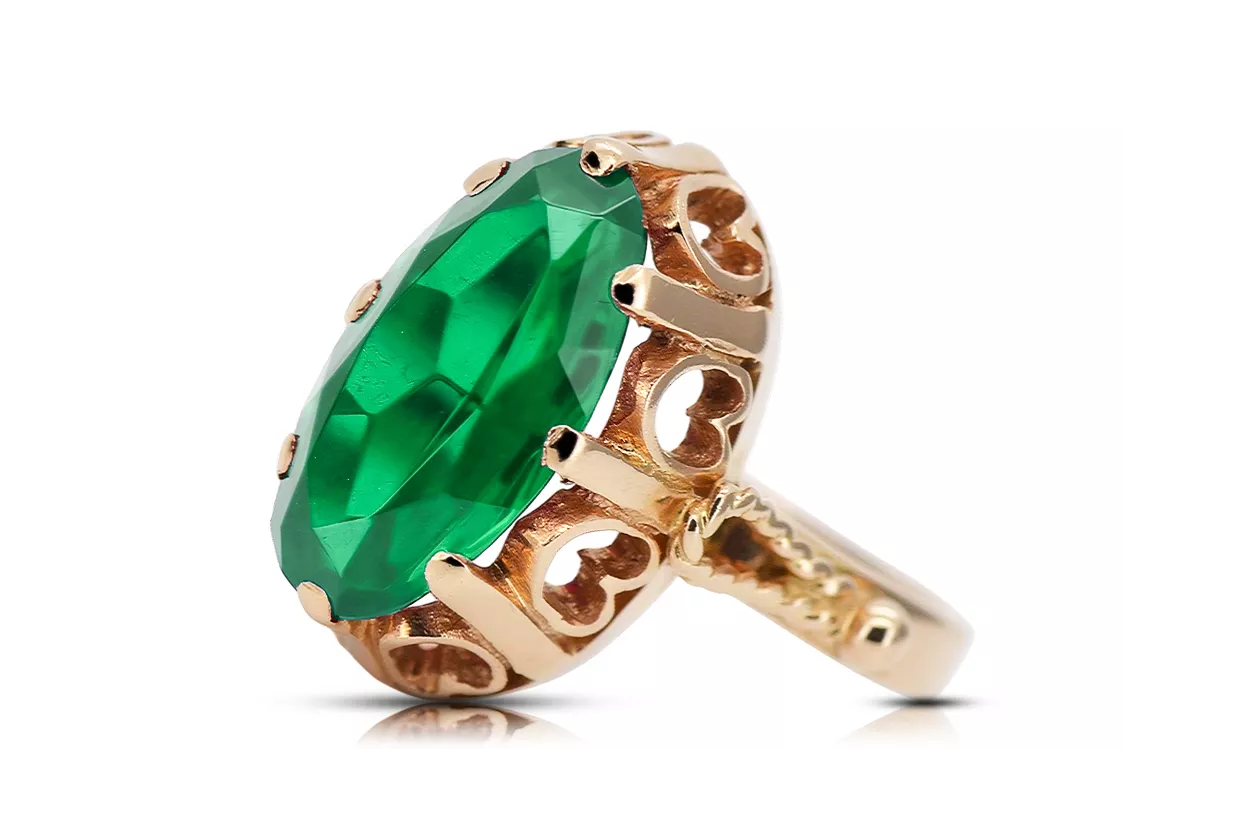 Rusia soviética Rose 14k 585 Oro Alexandrite Ruby Emerald Sapphire Zircon Anillo VRC014