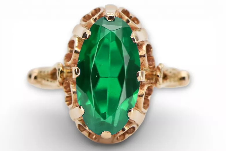 Российская советская роза 14K 585 Gold Alexandrite Ruby Emerald Sapphire Zircon кольцо VRC014