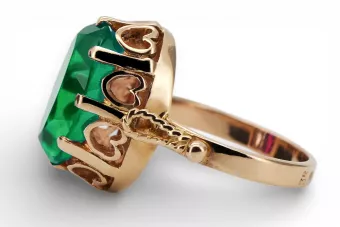 Rusia soviética Rose 14k 585 Oro Alexandrite Ruby Emerald Sapphire Zircon Anillo VRC014